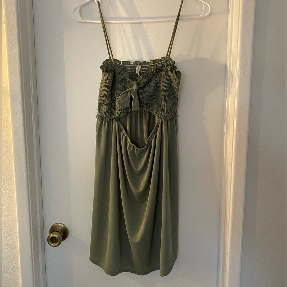 OLIVE GREEN MINI DRESS